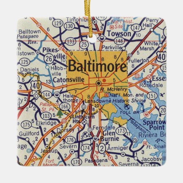 Baltimore Vintage Karte Keramikornament (Vorderseite)