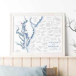 Baltimore Wedding Modern Map Gästebuch Poster