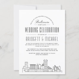 Baltimore Wedding | Moderner Deko Skyline Einladung