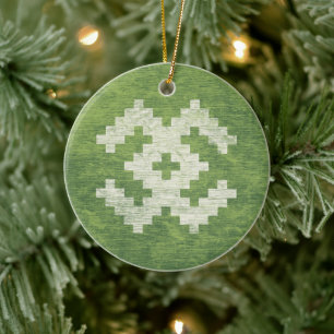 Baltische Symbole grün Vintag Keramik Ornament