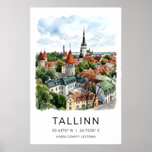 Baltische Tallinn-Stadtmauer-Kunst - Illustrierte  Poster