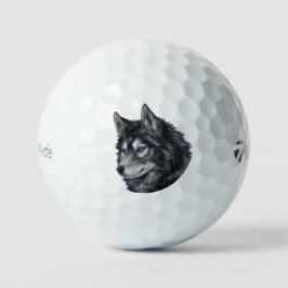 Balto Dog Illustration Golfball