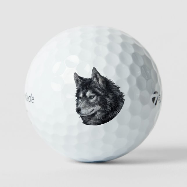 Balto Dog Illustration Golfball (Vorderseite)