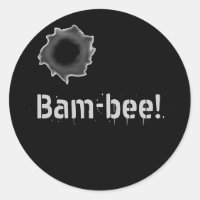 Bam! Aufkleber mit Gewehrkugel