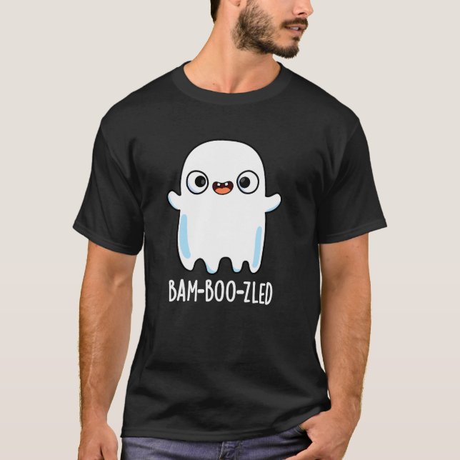 Bam-boo-zled Funny Halloween Ghost Pun Dark BG T-Shirt (Vorderseite)