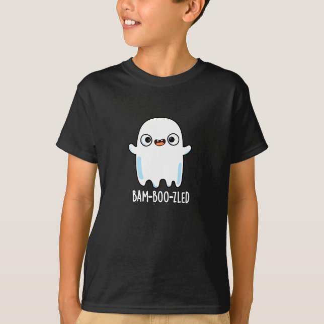 Bam-boo-zled Funny Halloween Ghost Pun Dark BG T-Shirt (Vorderseite)
