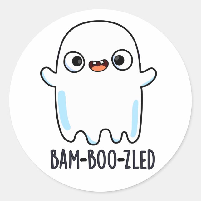 Bam-boo-zled Funny Halloween Konfuse Ghost Pun Runder Aufkleber (Vorderseite)