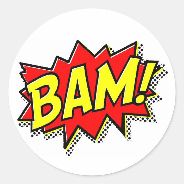 BAM COMICBOOK LÖST AKTIONEN LOUD COMIC CARTOON RUNDER AUFKLEBER (Vorderseite)