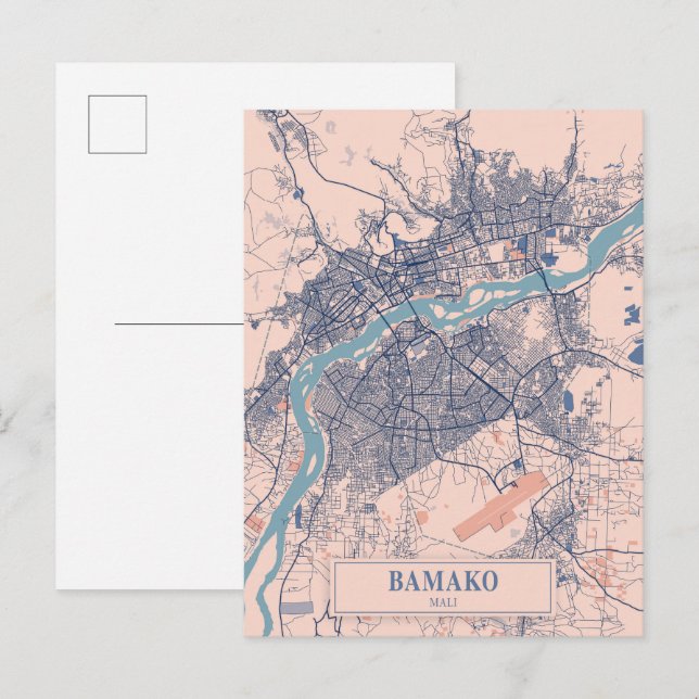 Bamako Mali Breezy City Map Travel Postkarte (Vorne/Hinten)