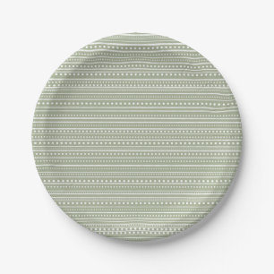 Bamanko Dotted Striped Mudcloth Muster Seite Grün Pappteller