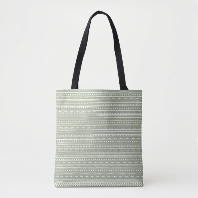 Bamanko Dotted Striped Mudcloth Muster Seite Grün Tasche (Vorderseite)