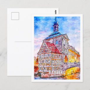 Bamberg Deutschland Travel Place Watercolor Postkarte