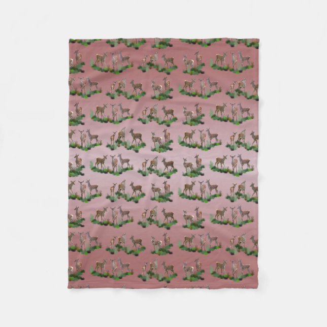 Bambi Meadow Fleece Blanket (Dusty Pink Mix) (Vorderseite)