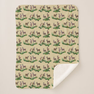 Bambi Meadow Sherpa Blanket (Gold) Sherpadecke
