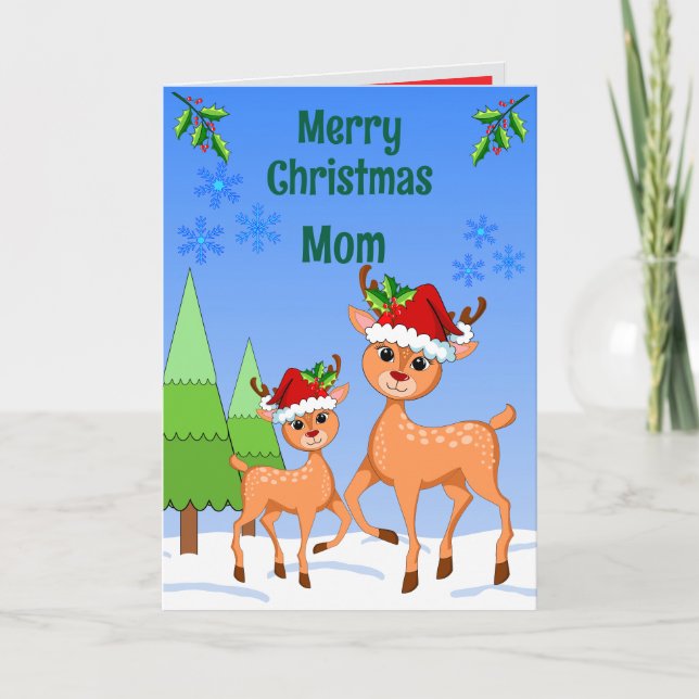 BambiDeer Christmas Folded Greeting Card Karte (Vorderseite)