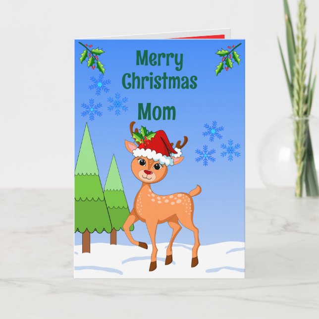 BambiDeer Christmas Folded Greeting Card Karte (Vorderseite)