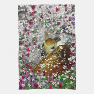 Bambina das Weiß-Angebundene Kitz in Blumen I Handtuch
