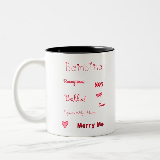 Bambina Liebe Quotes Set Pack Zweifarbige Tasse (Links)