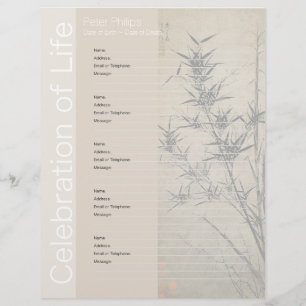 Bamboo 2 Memorial Guest Book - Binder Filler Seite