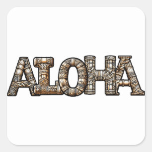 Bamboo Aloha Hawaiianische Polynesische Luau-Party Quadratischer Aufkleber