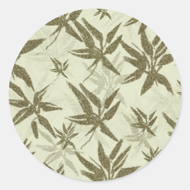 Bamboo auf Beige Bleche - nahtloses Oberflächenmus Runder Aufkleber (Vorderseite)