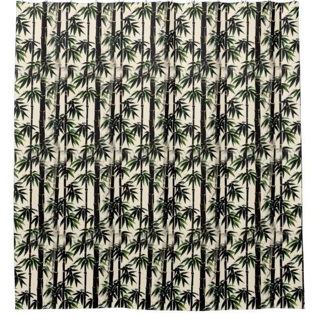 Bamboo auf Beige Duschvorhang (Vorderseite)