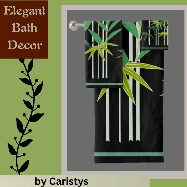 Bamboo auf schwarz badhandtuch set (Von Creator hochgeladen)