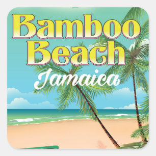 Bamboo Beach Jamaica Quadratischer Aufkleber
