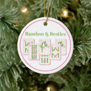 Bamboo & Besties Mahjong Rosa & Grüne Fliesen Schl Keramik Ornament