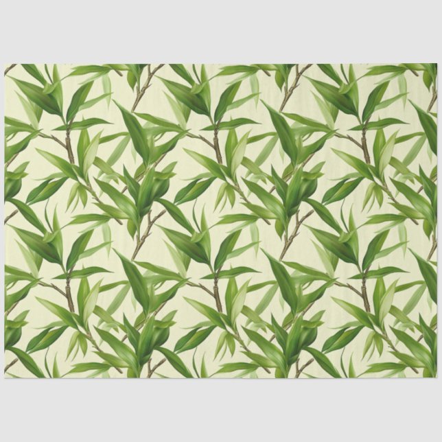 Bamboo Blätter Muster Grün Dekoupage Seidenpapier (Vorderseite)