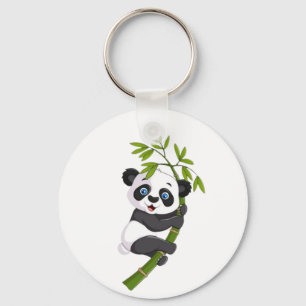 Bamboo Buddy Glücklicher kleiner Panda, der am Ba Schlüsselanhänger
