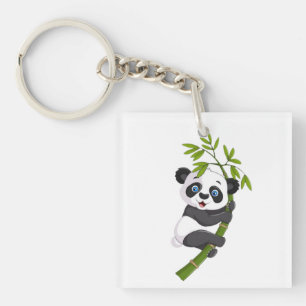 Bamboo Buddy Glücklicher kleiner Panda, der im Ba Schlüsselanhänger