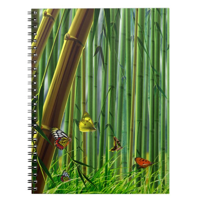 Bamboo & Butterfly Art 1 Notebook Notizblock (Vorderseite)