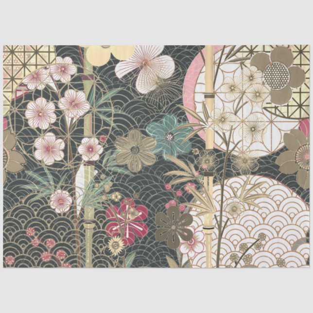 Bamboo Cherry Blüten Kunst, Dichtung und Musik Seidenpapier (Vorderseite)