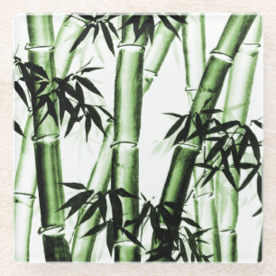Bamboo Chinesische Kunst - eins - grün Glasuntersetzer