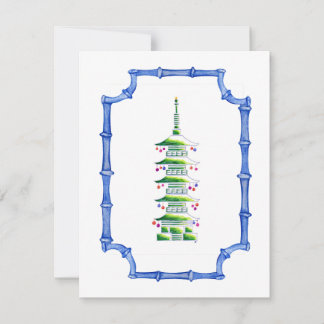 Bamboo Chinoiserie Pagoda Christmas Tree Mitteilungskarte