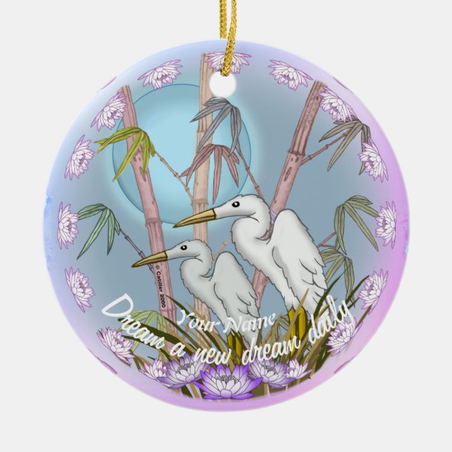 Bamboo Cranes Keramik Ornament (Vorne)