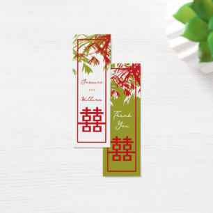 Bamboo Feuille Double Bonheur Mariage Tags cadeaux