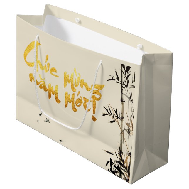 Bamboo fischen vietnamesisches Neujahr LGB Große Geschenktüte (Vorderseite Schrägansicht)