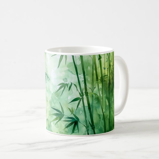Bamboo Forest Watercolor Kaffeetasse (VorderseiteRechts)