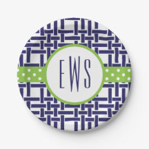 Bamboo & Grosgrain Mit Monogramm Paper Teller