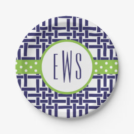 Bamboo & Grosgrain Mit Monogramm Paper Teller