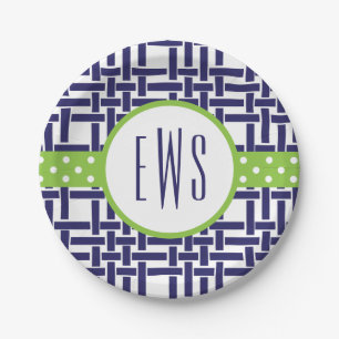 Bamboo & Grosgrain Mit Monogramm Paper Teller