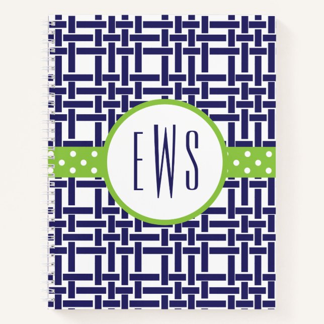 Bamboo & Grosgrain Mit Monogramm SpiralNotebook Notizbuch (Vorderseite)