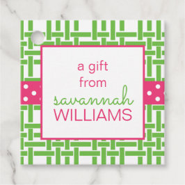 Bamboo & Grosgrain Personalisiertes Geschenk oder Geschenkanhänger