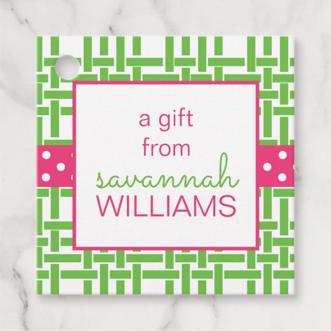 Bamboo & Grosgrain Personalisiertes Geschenk oder  Geschenkanhänger (Vorderseite)