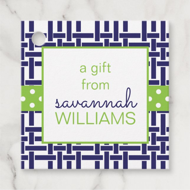 Bamboo & Grosgrain Personalisiertes Geschenk oder  Geschenkanhänger (Vorderseite)