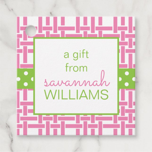 Bamboo & Grosgrain Personalisiertes Geschenk oder  Geschenkanhänger (Vorderseite)