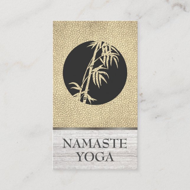 Bamboo Icon | Goldleder aus weißem Marmor Visitenkarte (Vorderseite)