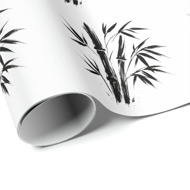 Bamboo Ink Illustration - Zen Design Geschenkpapier (Rolleneckpunkt)